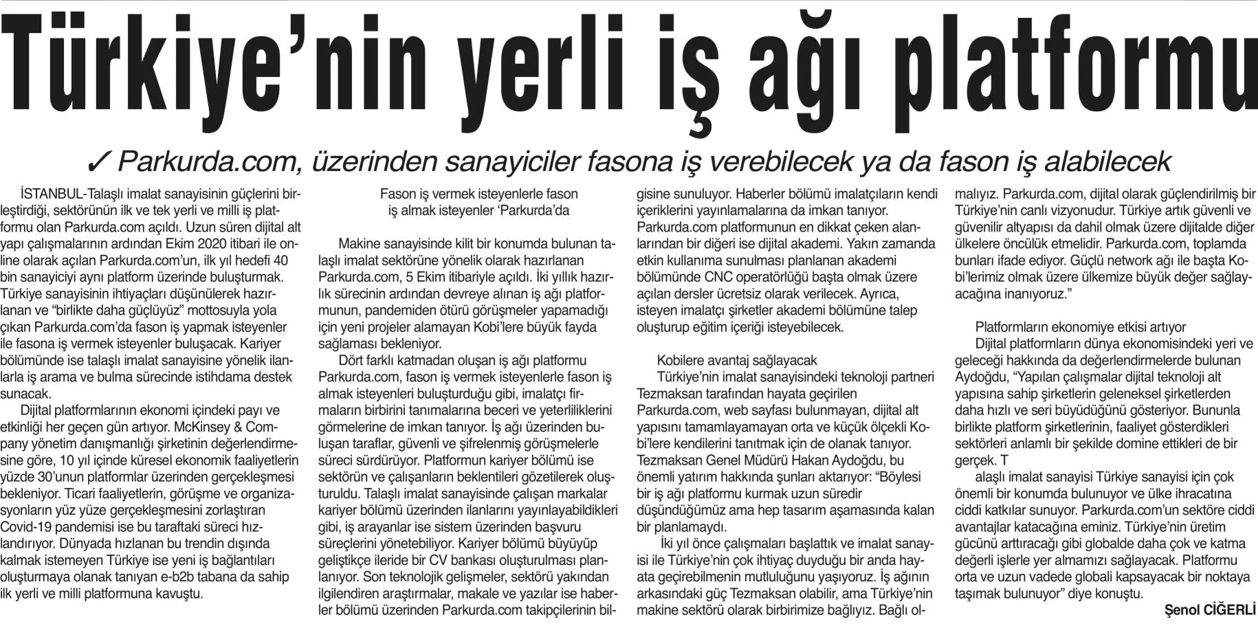 Türkiye ‘nin yerli iş ağı platformu / Tünaydın Gazetesi