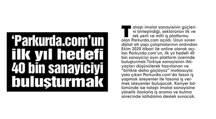 ‘Parkurda.com ‘un ilk yıl hedefi 40 bin sanayiciyi buluşturmak / Kocaeli Gazetesi